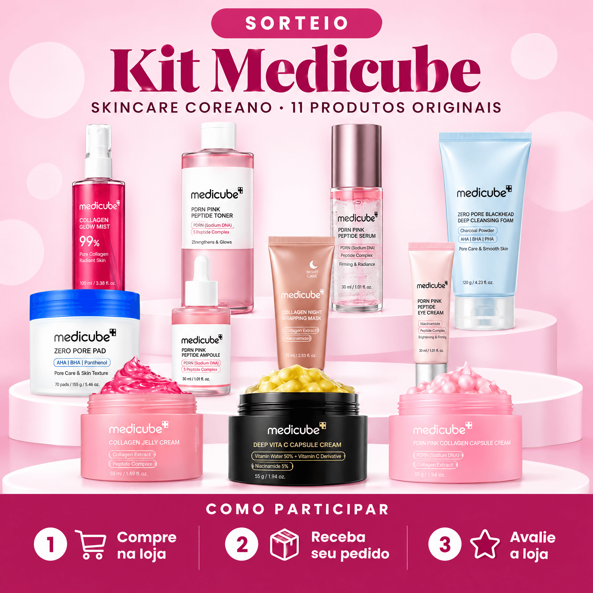 Kit Medicube – 11 produtos de skincare coreano
